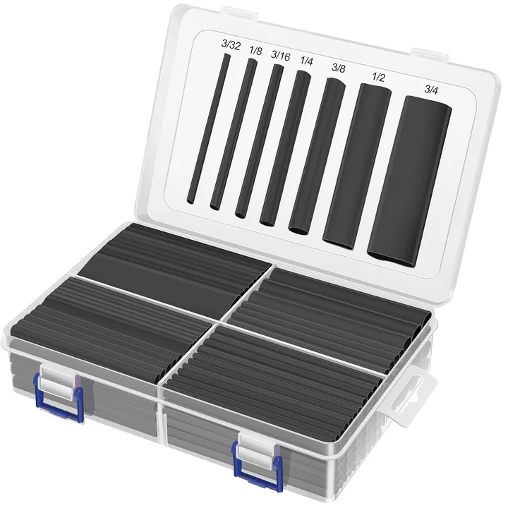 XHF 3:1 Heat Shrink Tubing Assortment Kits, Black, 225 pcs