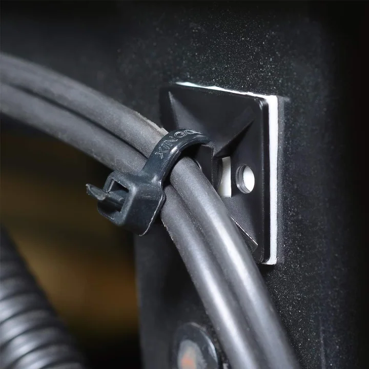 XHF Back-Glue Zip Tie Mounts with Ties and Screws, Black, 200 pcs