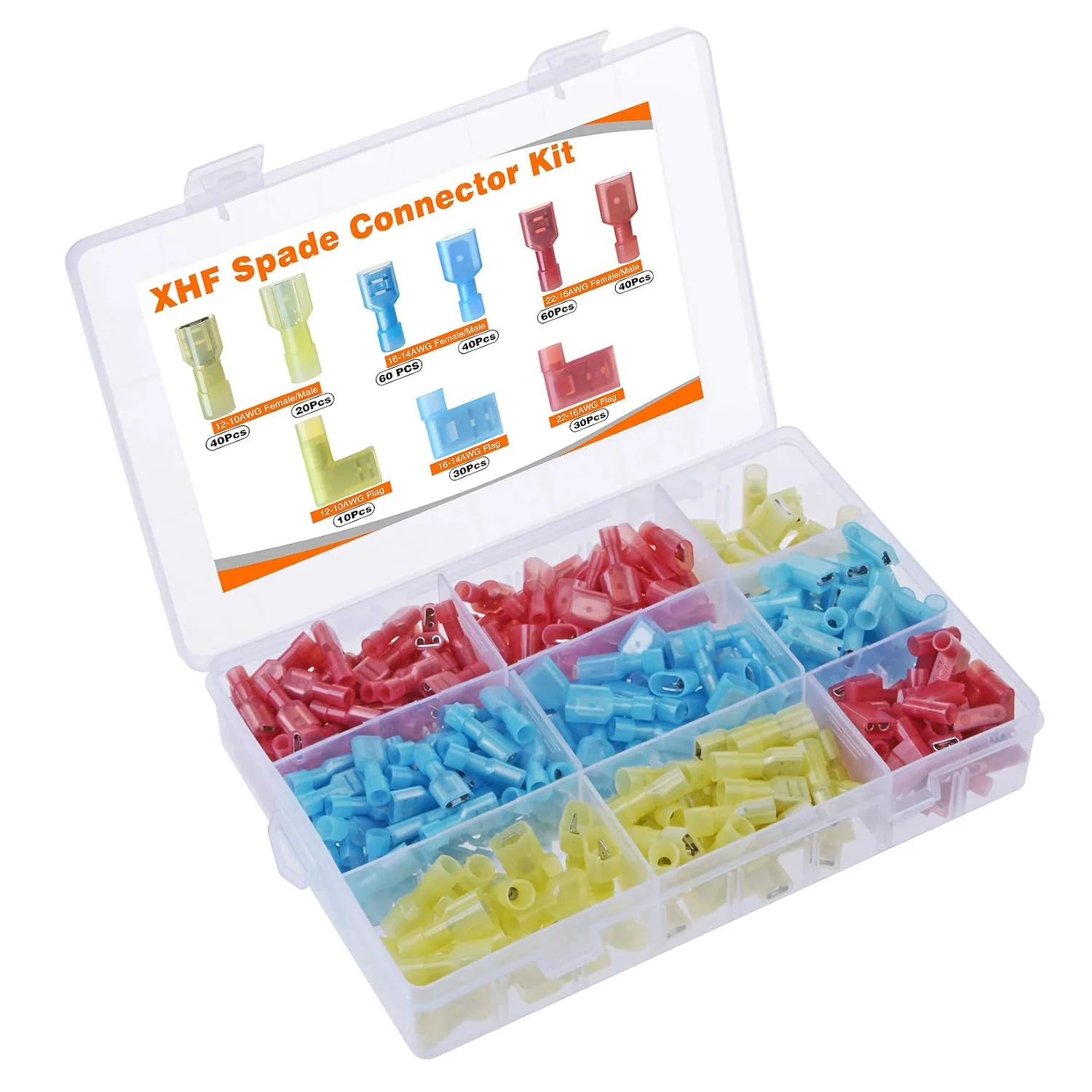 XHF Male and Female Spade Connector Kit, 330 Pieces, picture 1